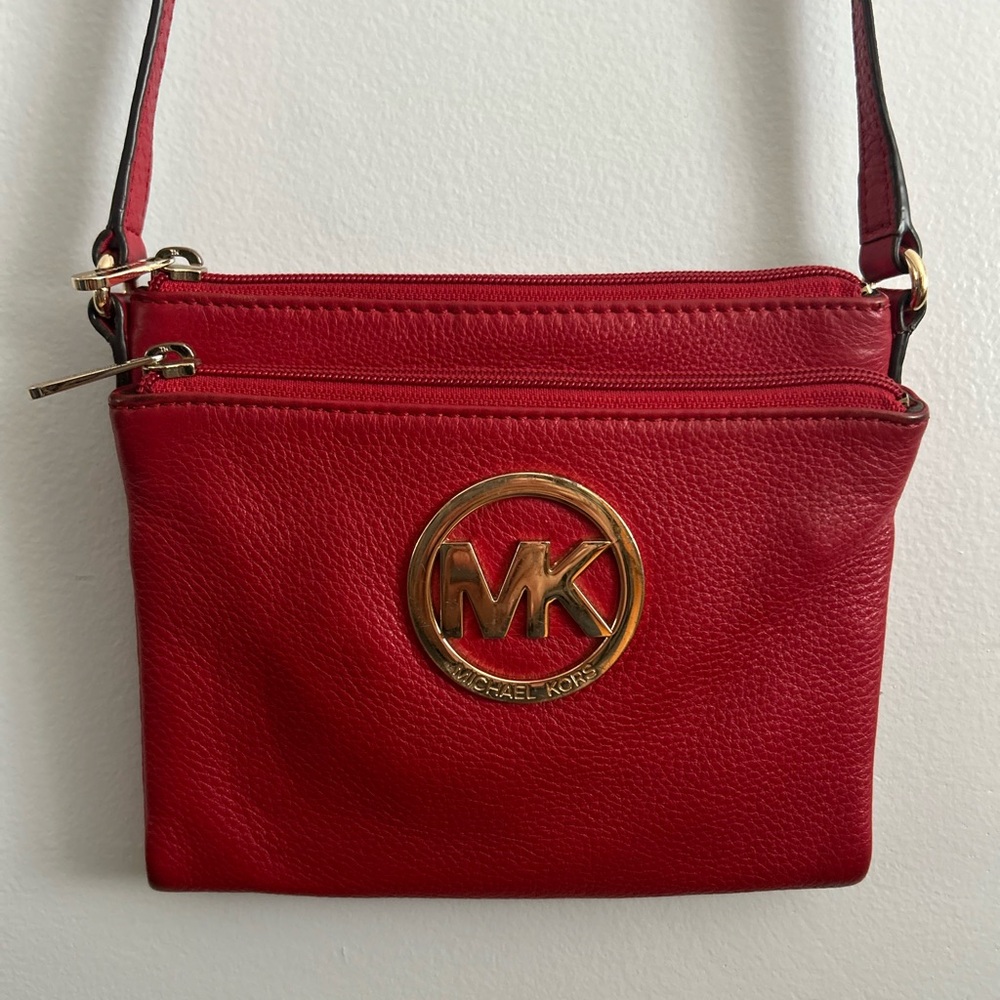 Michael Kors Leather Red Crossbody Bag